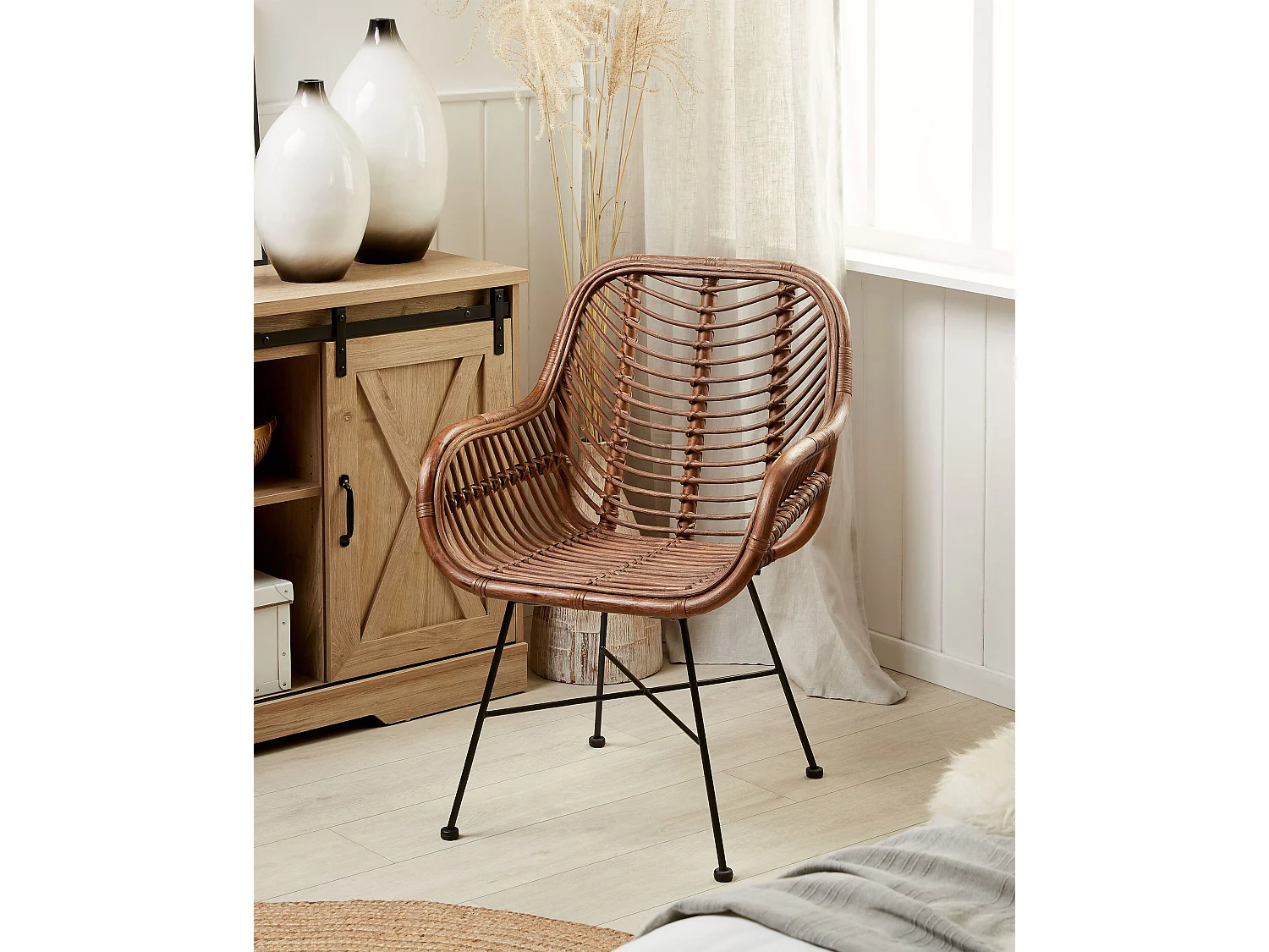 Chaise de salle à manger CANORA Rotin Marron