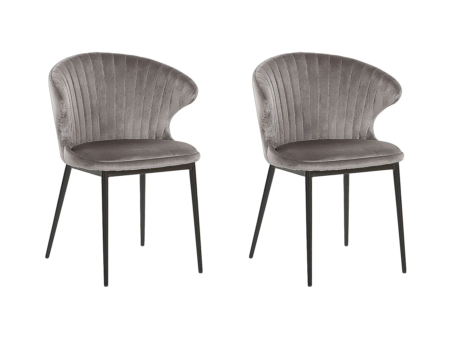 Lot de 2 chaises de salle à manger AUGUSTA Velours Gris