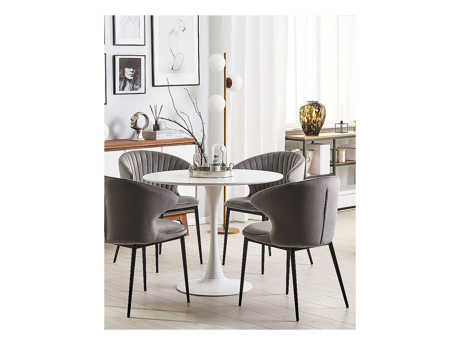 Lot de 2 chaises de salle à manger AUGUSTA Velours Gris