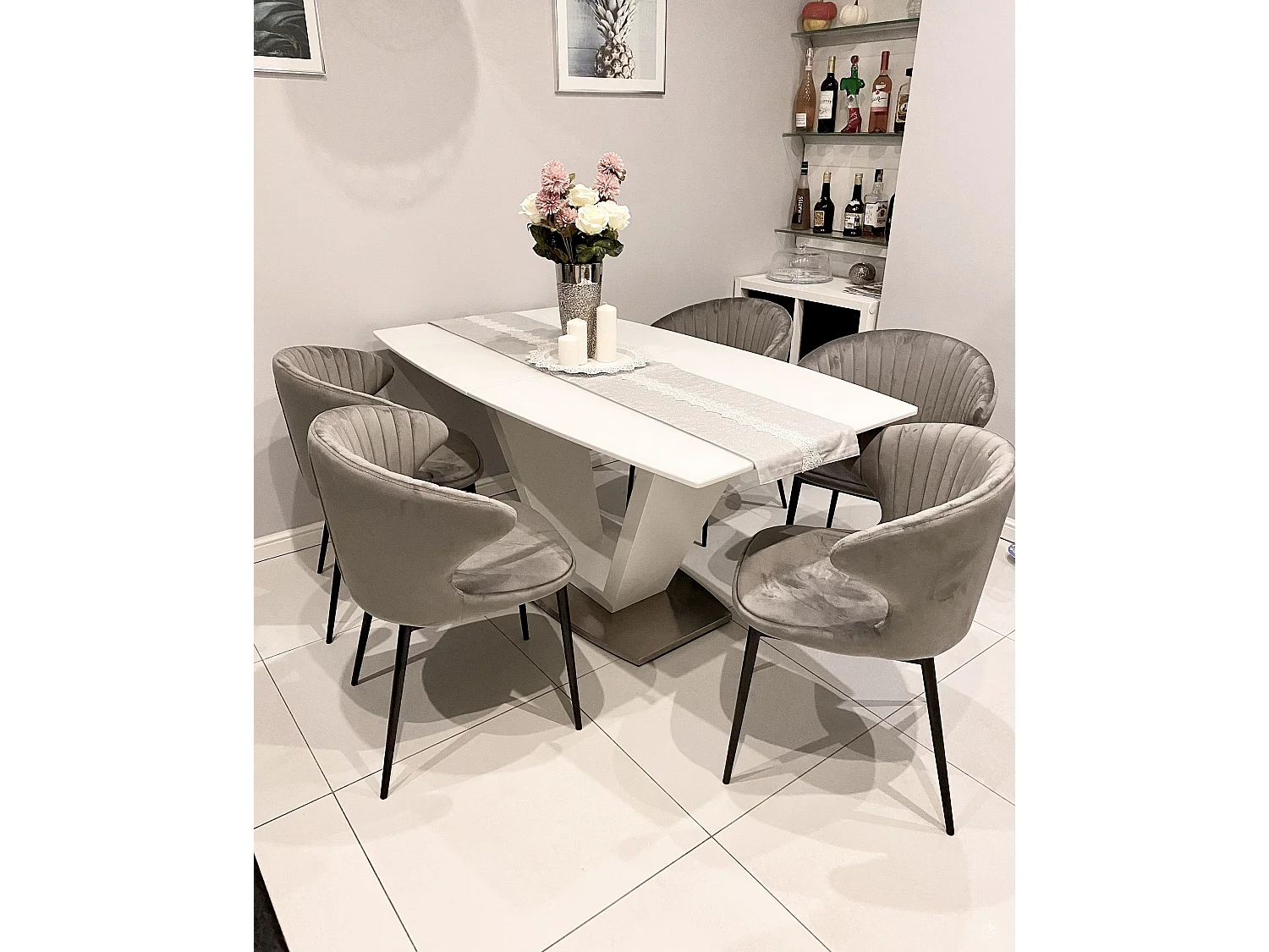 Conjunto de 2 cadeiras de jantar AUGUSTA Veludo Cinzento