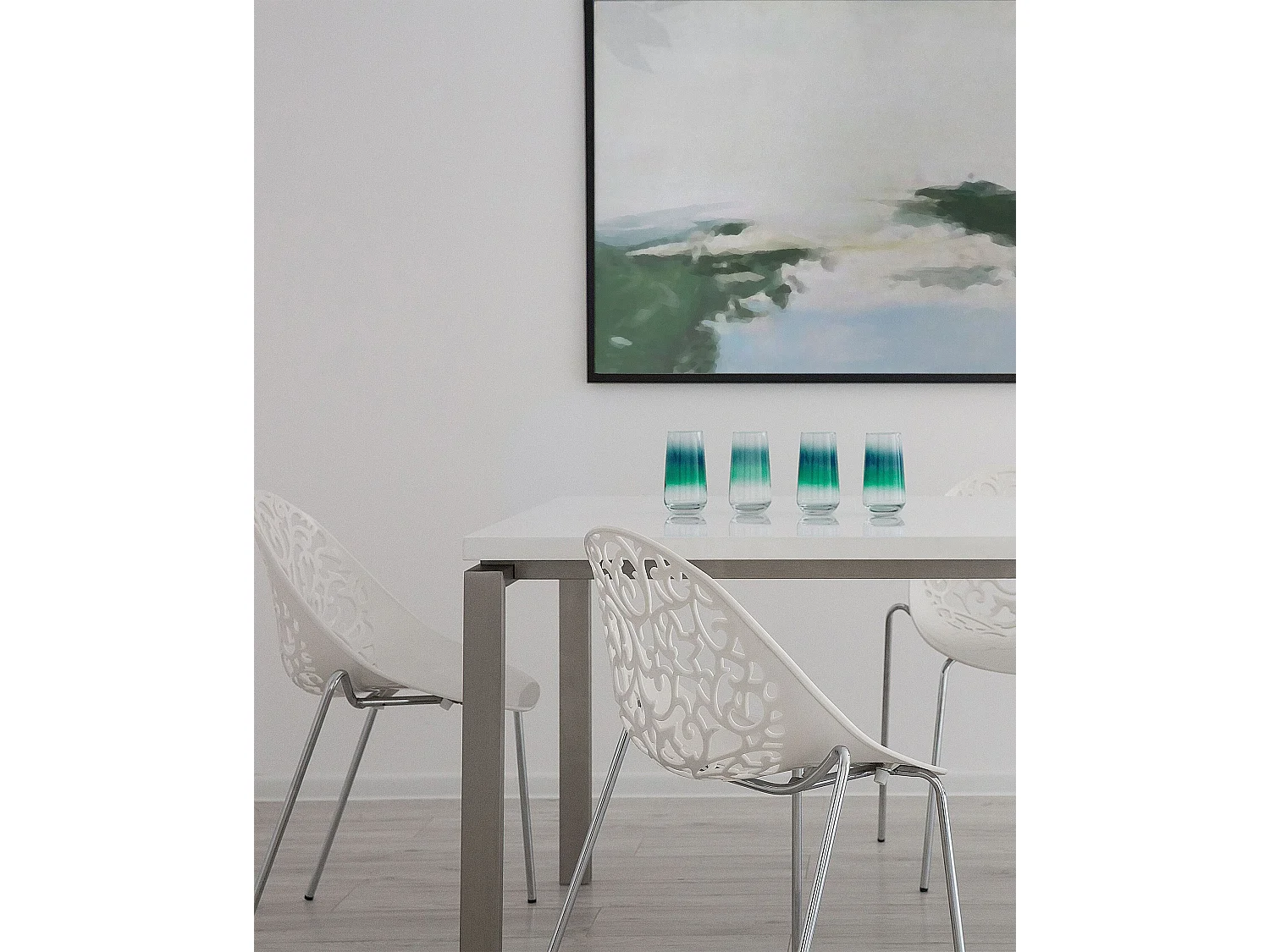 Set van 4 eetkamerstoelen MUMFORD Wit