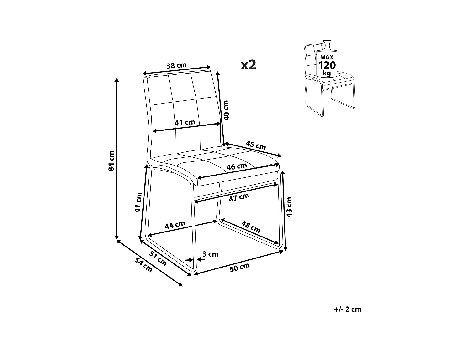 Set van 2 eetkamerstoelen KIRON Kunstleer Wit