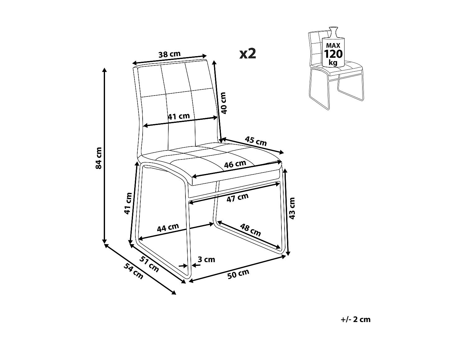Set van 2 eetkamerstoelen KIRON Kunstleer Wit