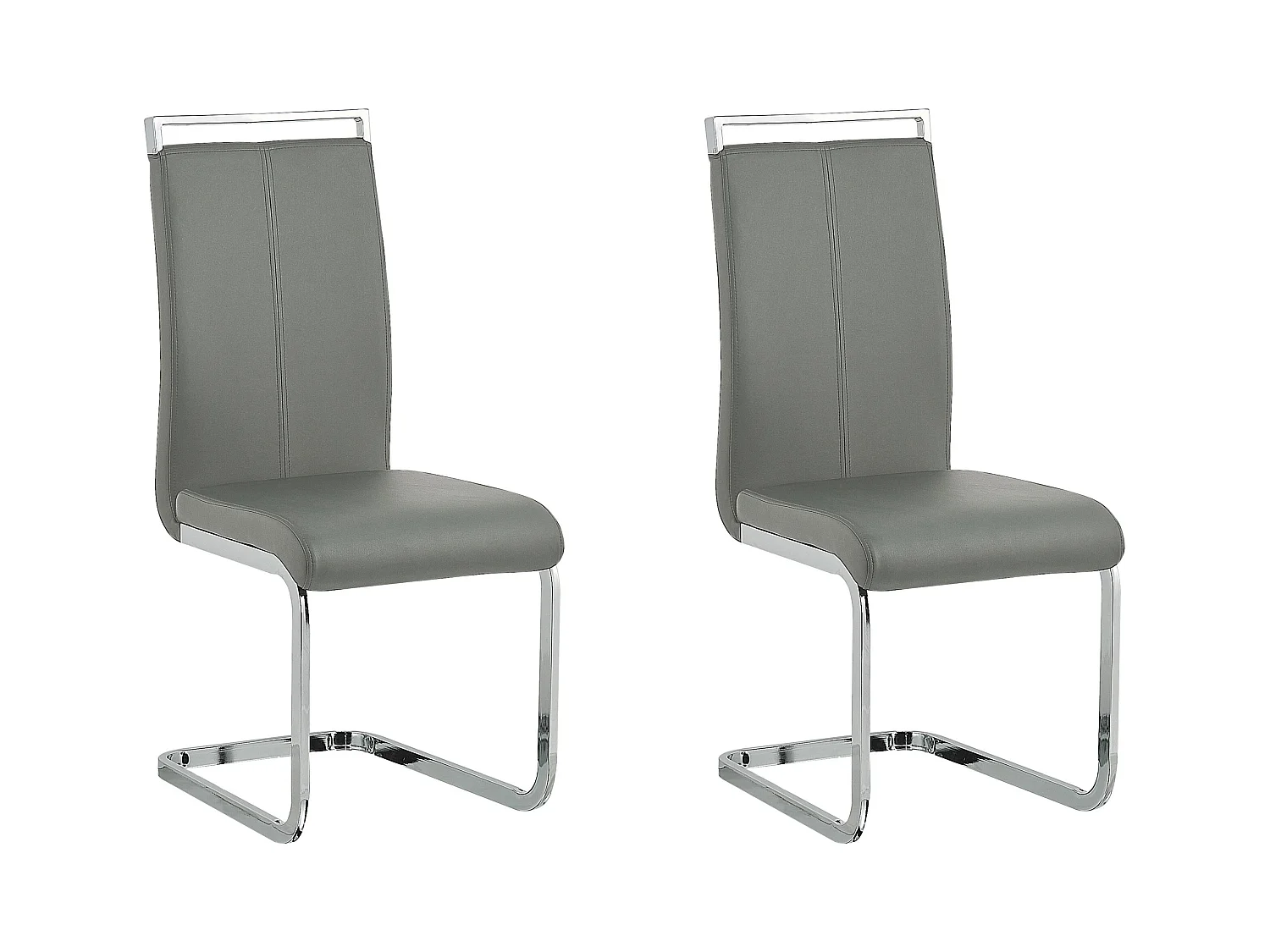 Lot de 2 chaises de salle à manger GREEDIN Cuir PU Gris