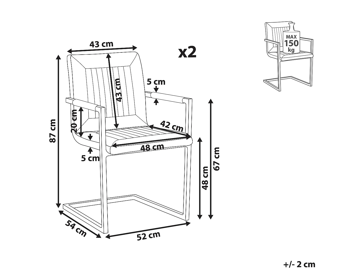 Set van 2 vergaderstoelen BRANDOL Kunstleer Bruin