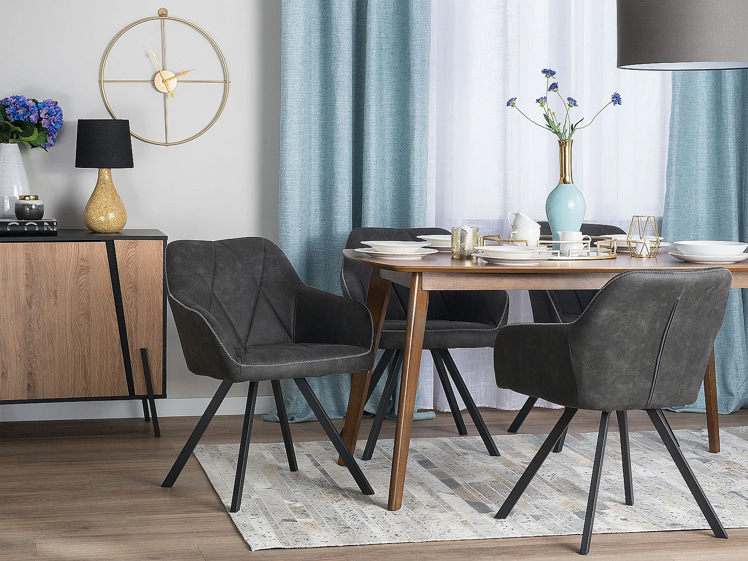 Esszimmerstuhl 2er Set MONEE Dunkelgrau