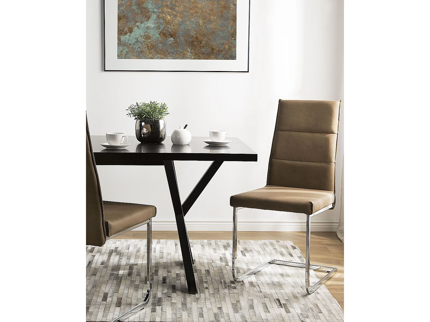 Set van 2 eetkamerstoelen ROCKFORD Kunstleer Zandbeige