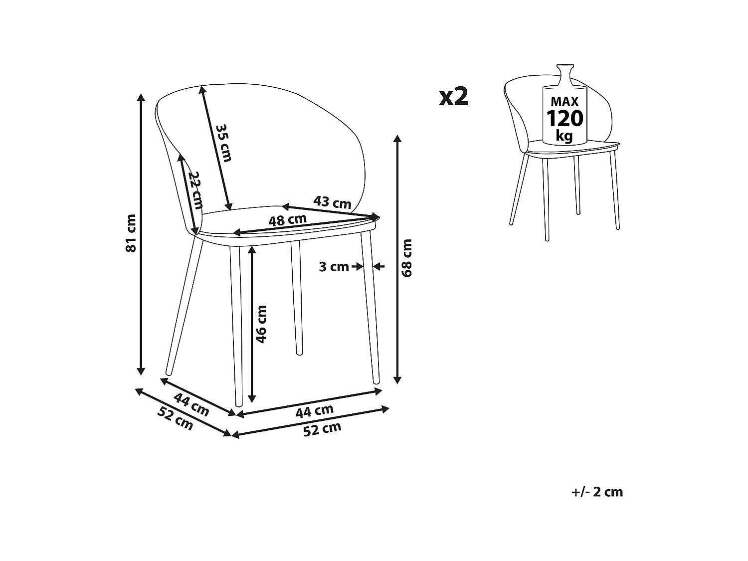 Lot de 2 chaises de salle à manger BLAYKEE Noir