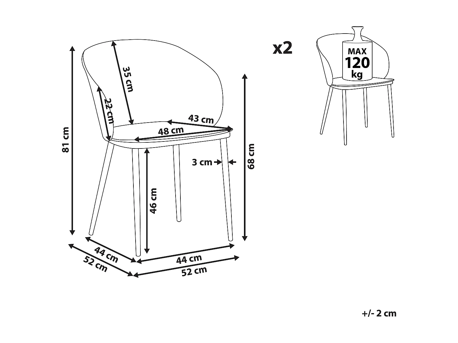 Lot de 2 chaises de salle à manger BLAYKEE Noir