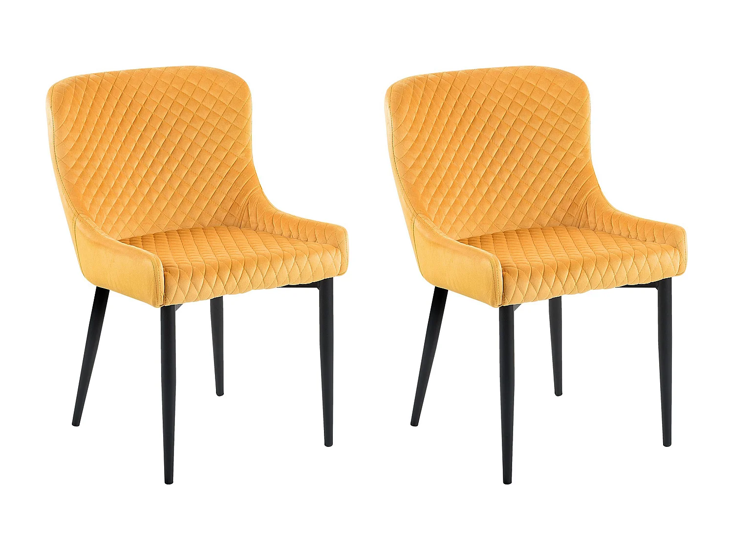 Lot de 2 chaises de salle à manger SOLANO Velours Jaune