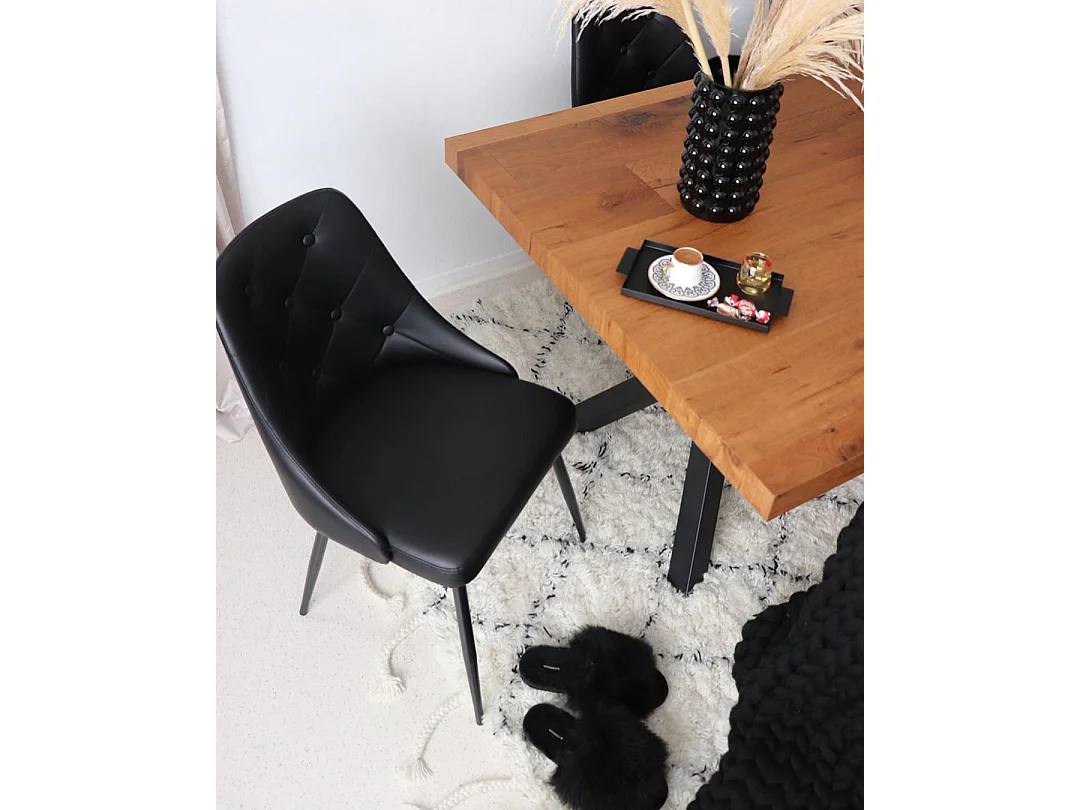 Lot de 2 chaises de salle à manger VALERIE Cuir PU Noir