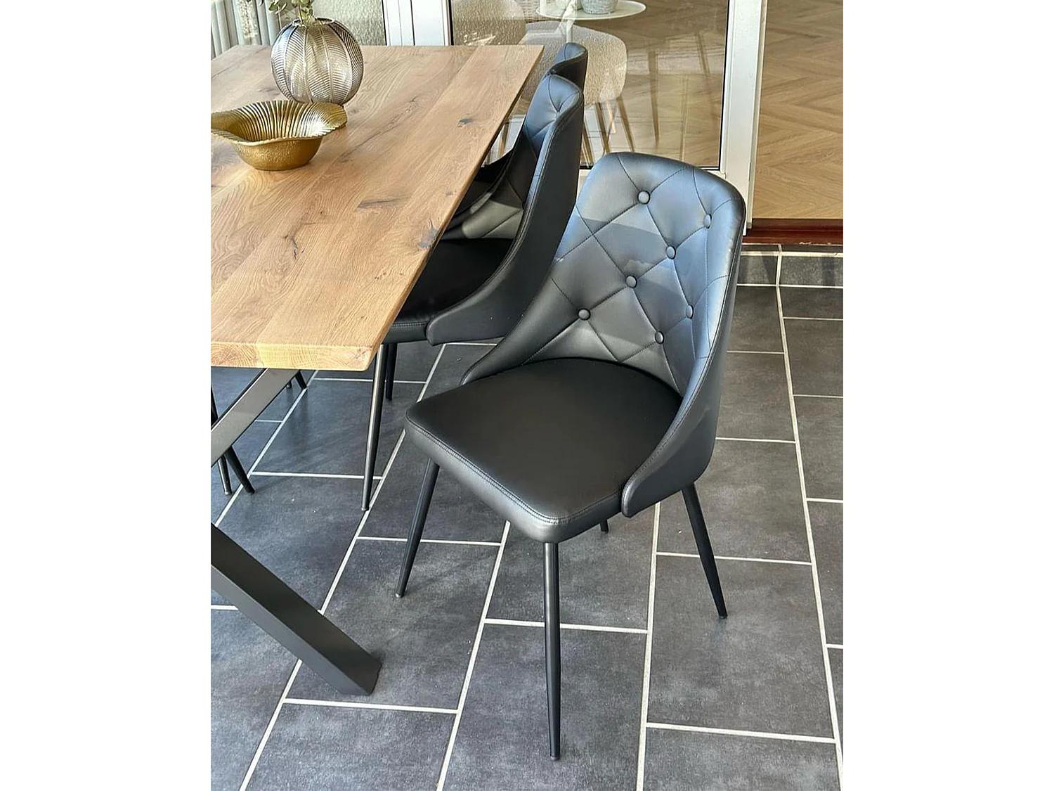 Set van 2 eetkamerstoelen VALERIE Kunstleer Zwart