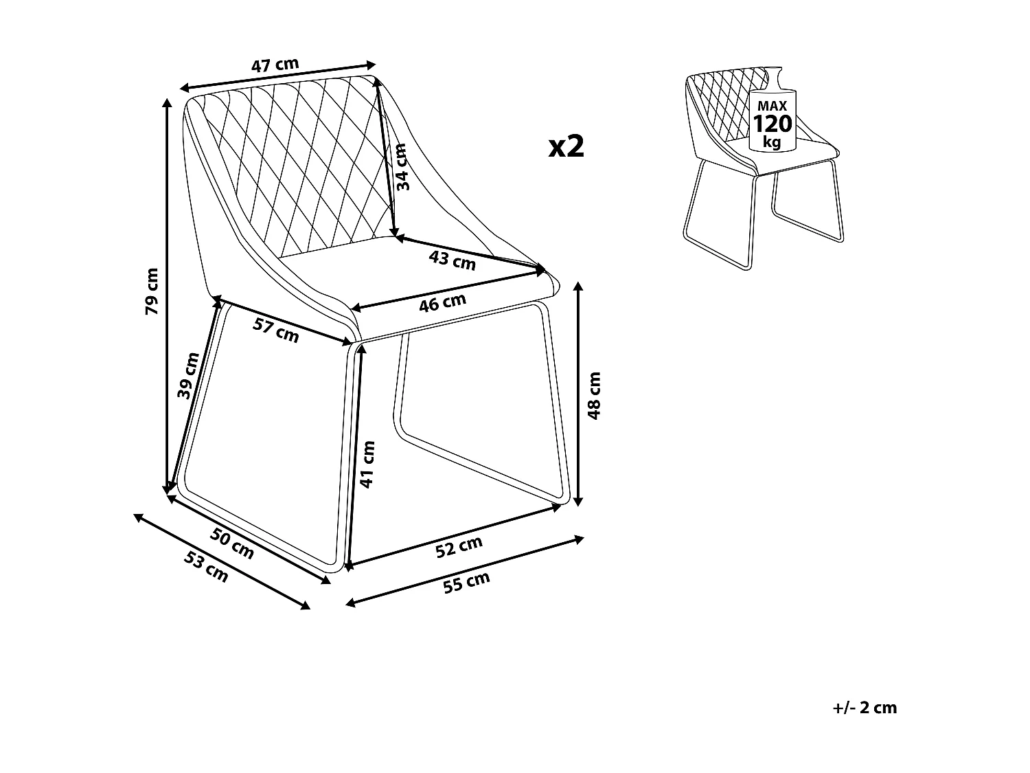 Set van 2 eetkamerstoelen ARCATA Kunstleer Donkerbruin