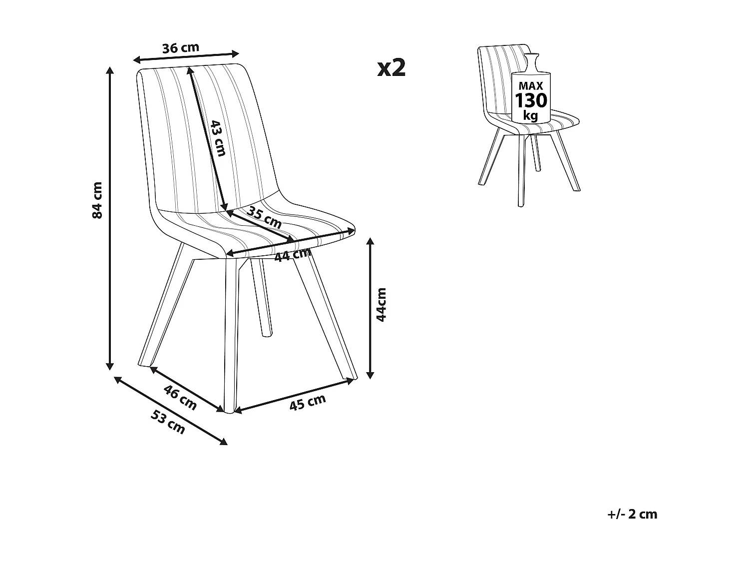 Set van 2 eetkamerstoelen CALGARY Zwart