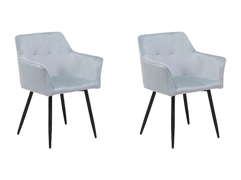 Esszimmerstuhl 2er Set Samtstoff Metallbeine Retro Stil hellgrau Jasmin