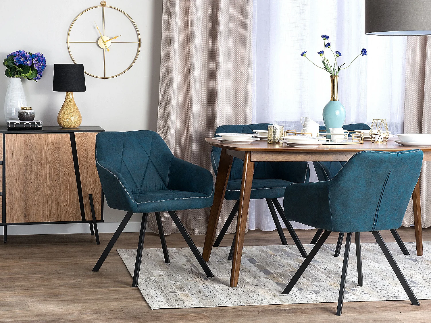 Esszimmerstuhl in Seeblau 2er Set Polsterbezug moderne Stühle Monee