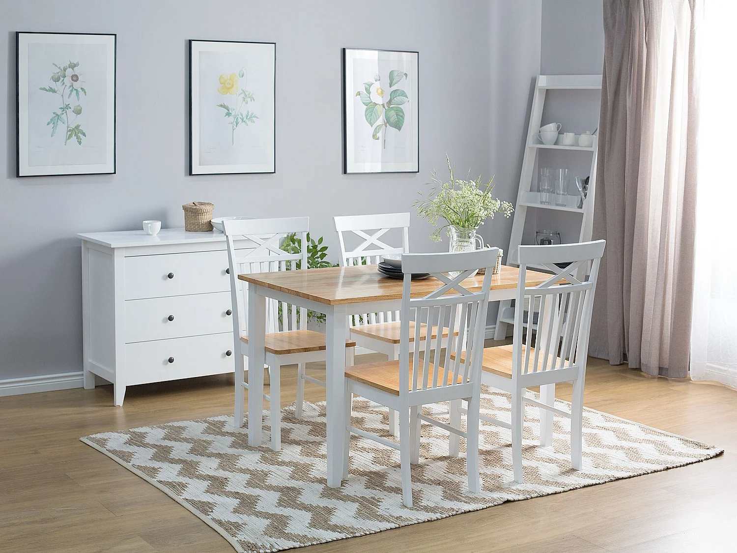 Lot de 2 chaises de salle à manger HOUSTON Bois Blanc
