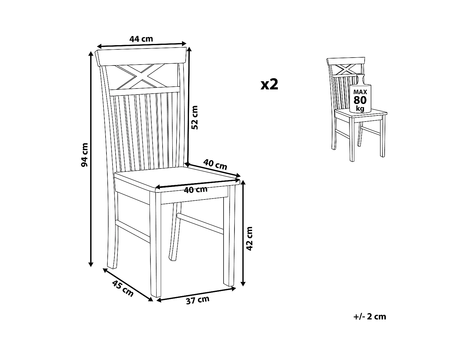 Zestaw 2 krzeseł do jadalni HOUSTON Drewno Biały