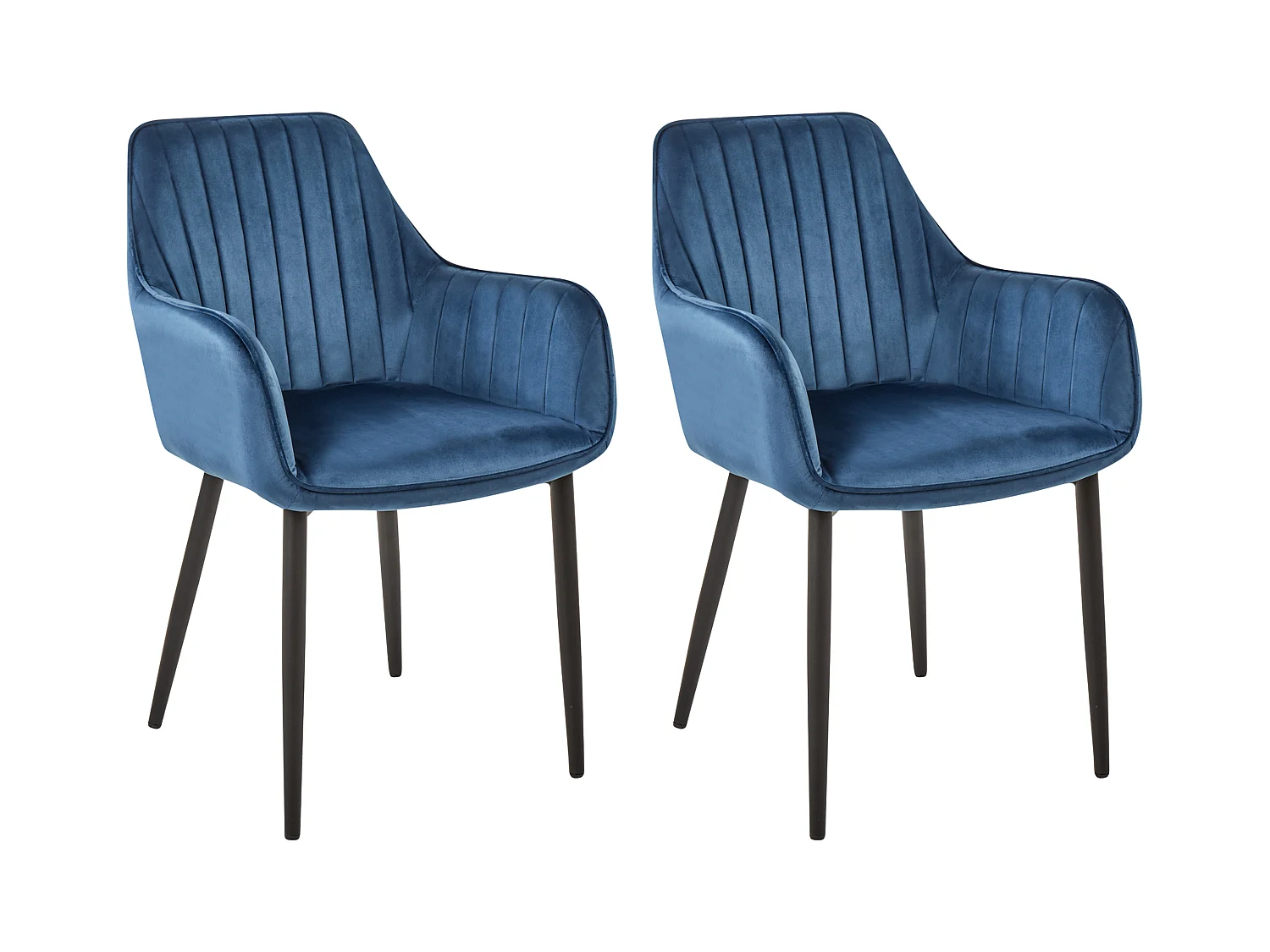 Lot de 2 chaises de salle à manger WELLSTON Velours Bleu foncé
