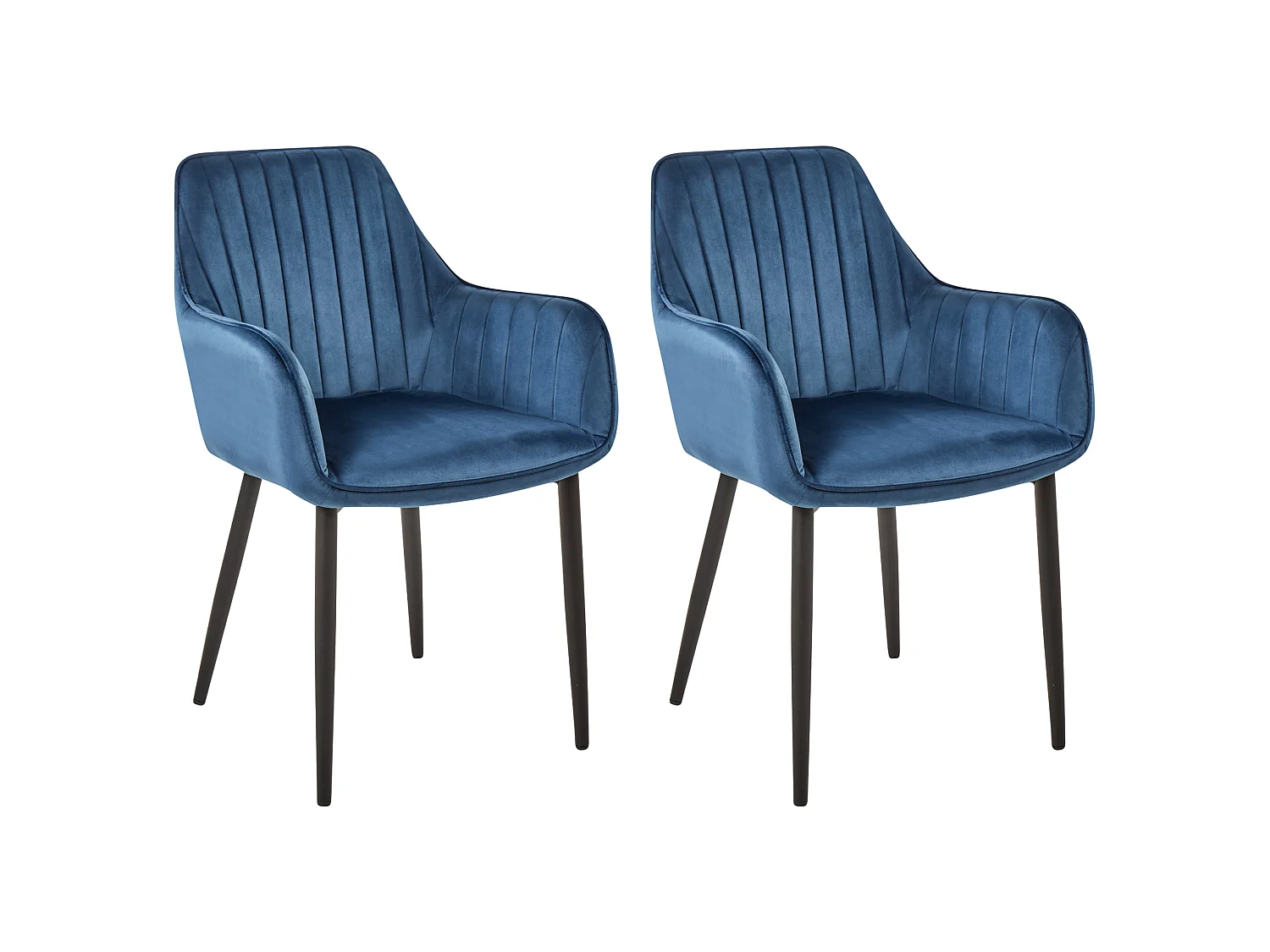Lot de 2 chaises de salle à manger WELLSTON Velours Bleu foncé