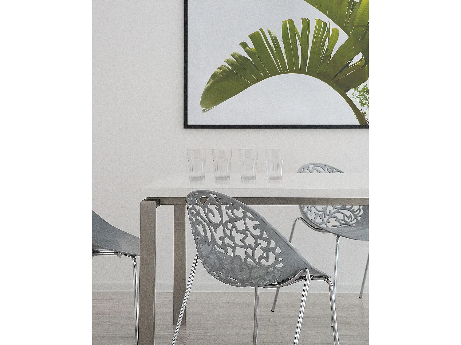 Lot de 4 chaises de salle à manger MUMFORD Gris clair