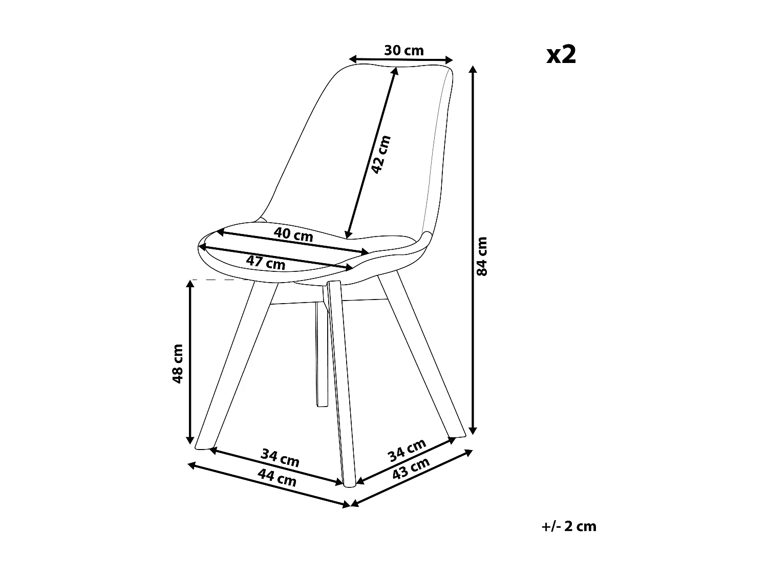 Set van 2 eetkamerstoelen DAKOTA II Donkergrijs