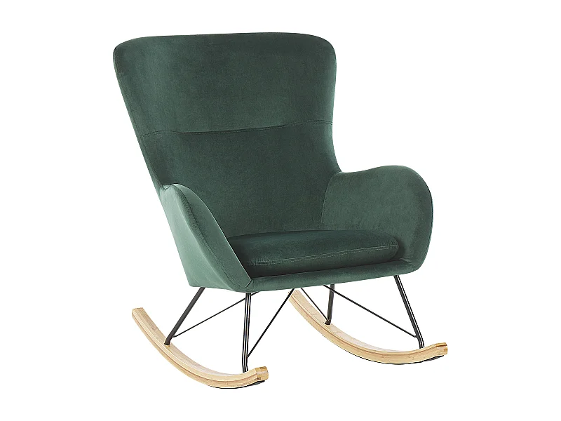 Fauteuil à bascule ELLAN Velours Vert foncé