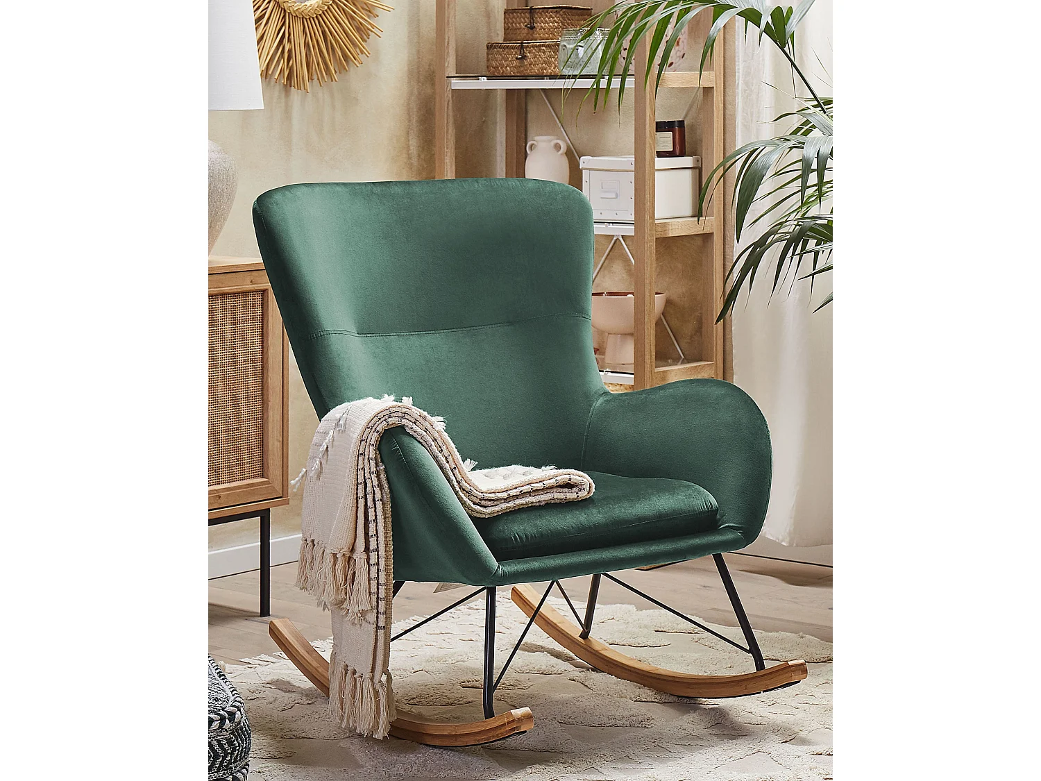 Fauteuil à bascule ELLAN Velours Vert foncé