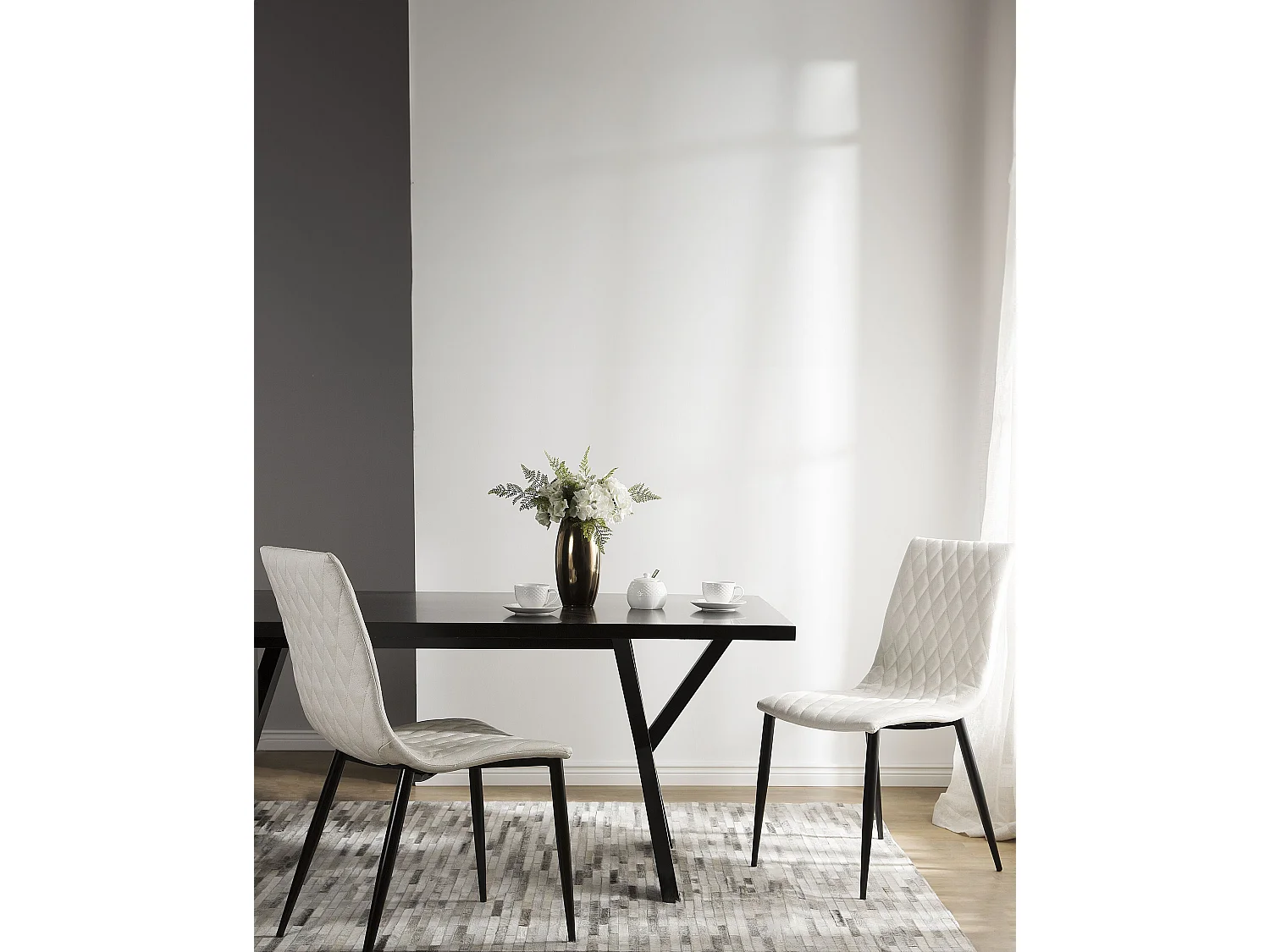 Lot de 2 chaises de salle à manger MONTANA Cuir PU Blanc