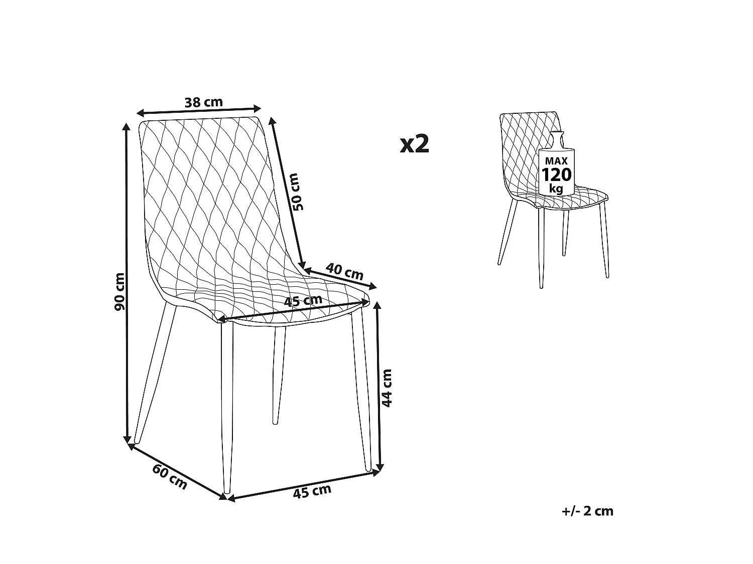 Set van 2 eetkamerstoelen MONTANA Kunstleer Crème