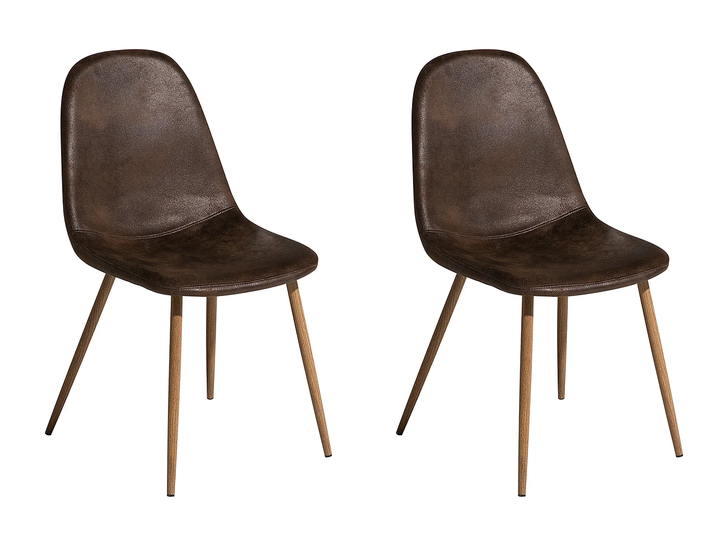 Bequemes Esszimmerstuhl Set 2 Stühle Lederoptik dunkelbraun Metallgestell Bruce