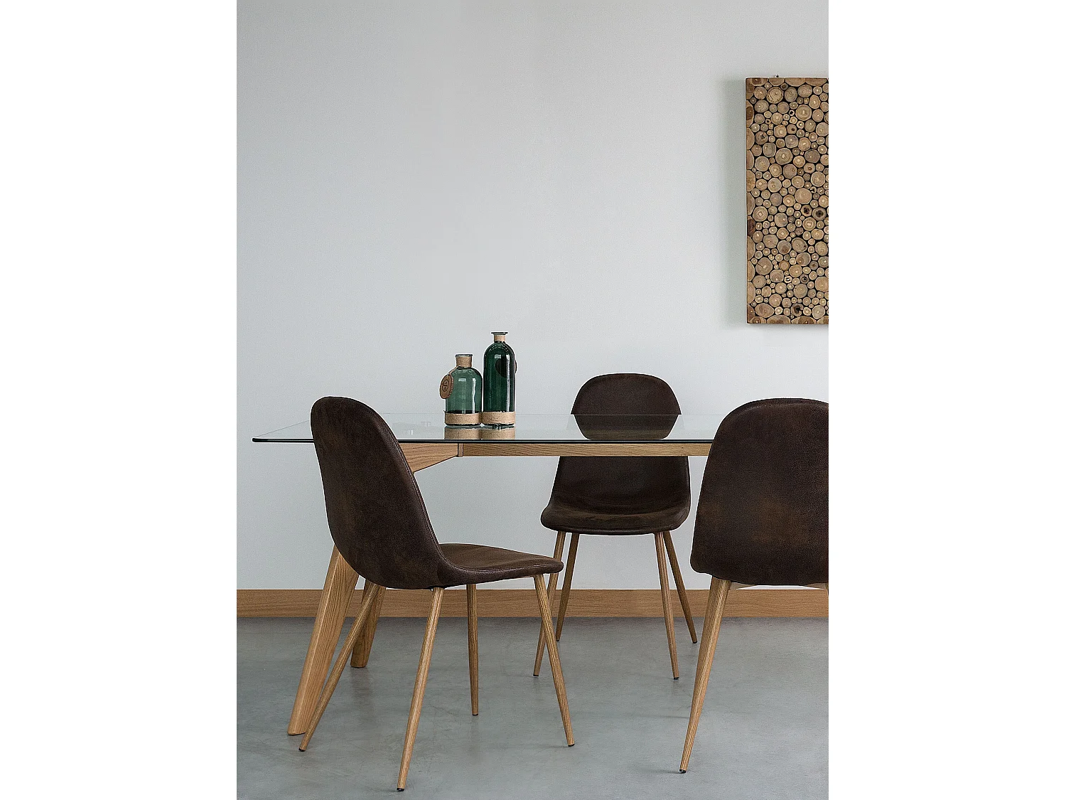 Bequemes Esszimmerstuhl Set 2 Stühle Lederoptik dunkelbraun Metallgestell Bruce