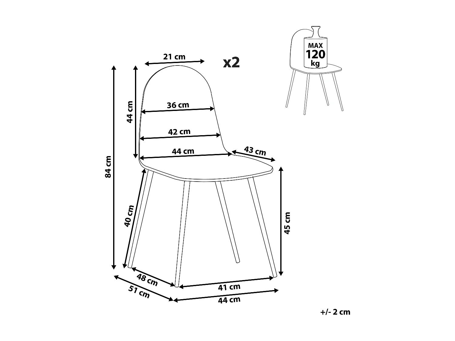 Bequemes Esszimmerstuhl Set 2 Stühle Lederoptik dunkelbraun Metallgestell Bruce