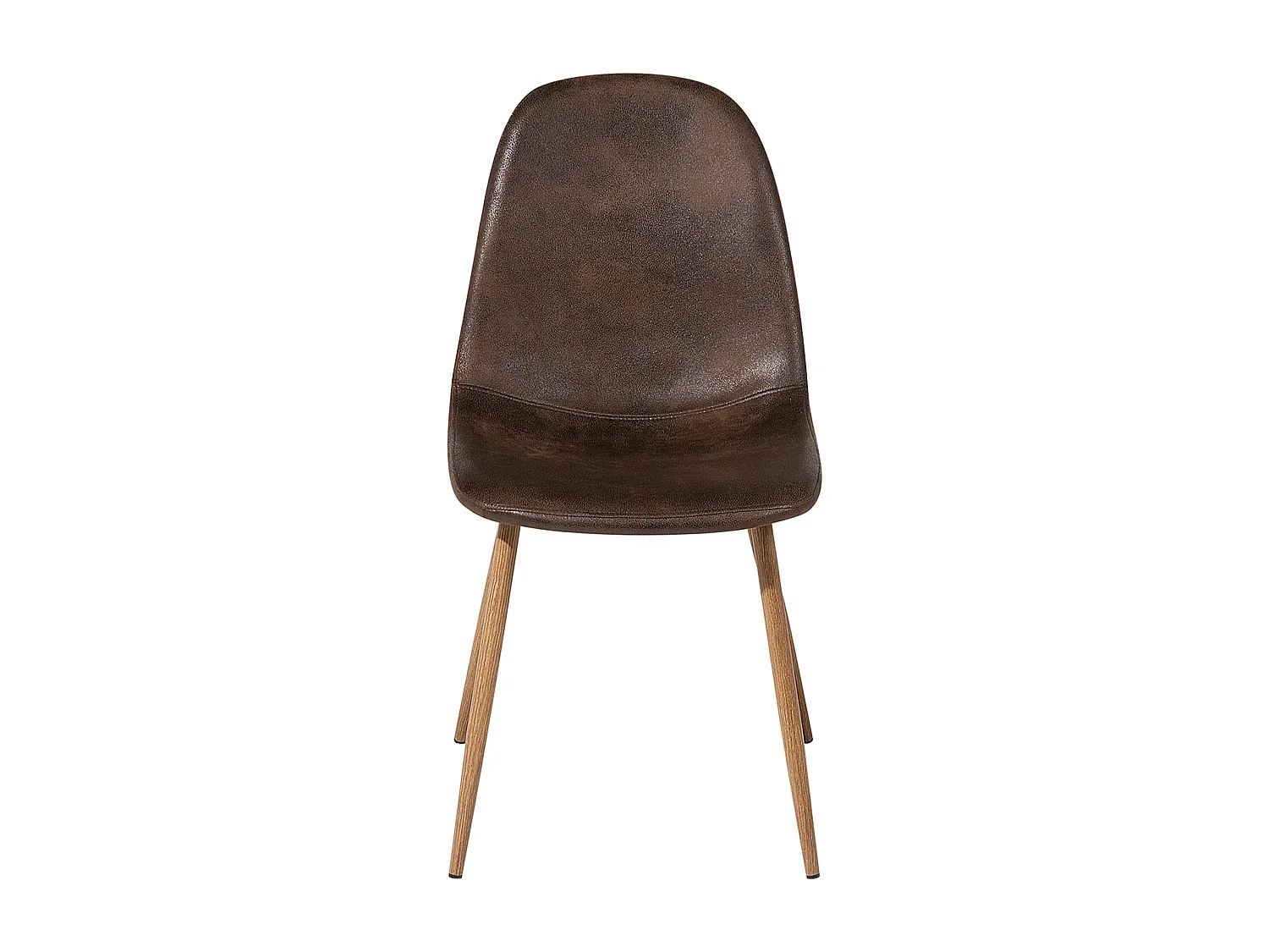 Bequemes Esszimmerstuhl Set 2 Stühle Lederoptik dunkelbraun Metallgestell Bruce