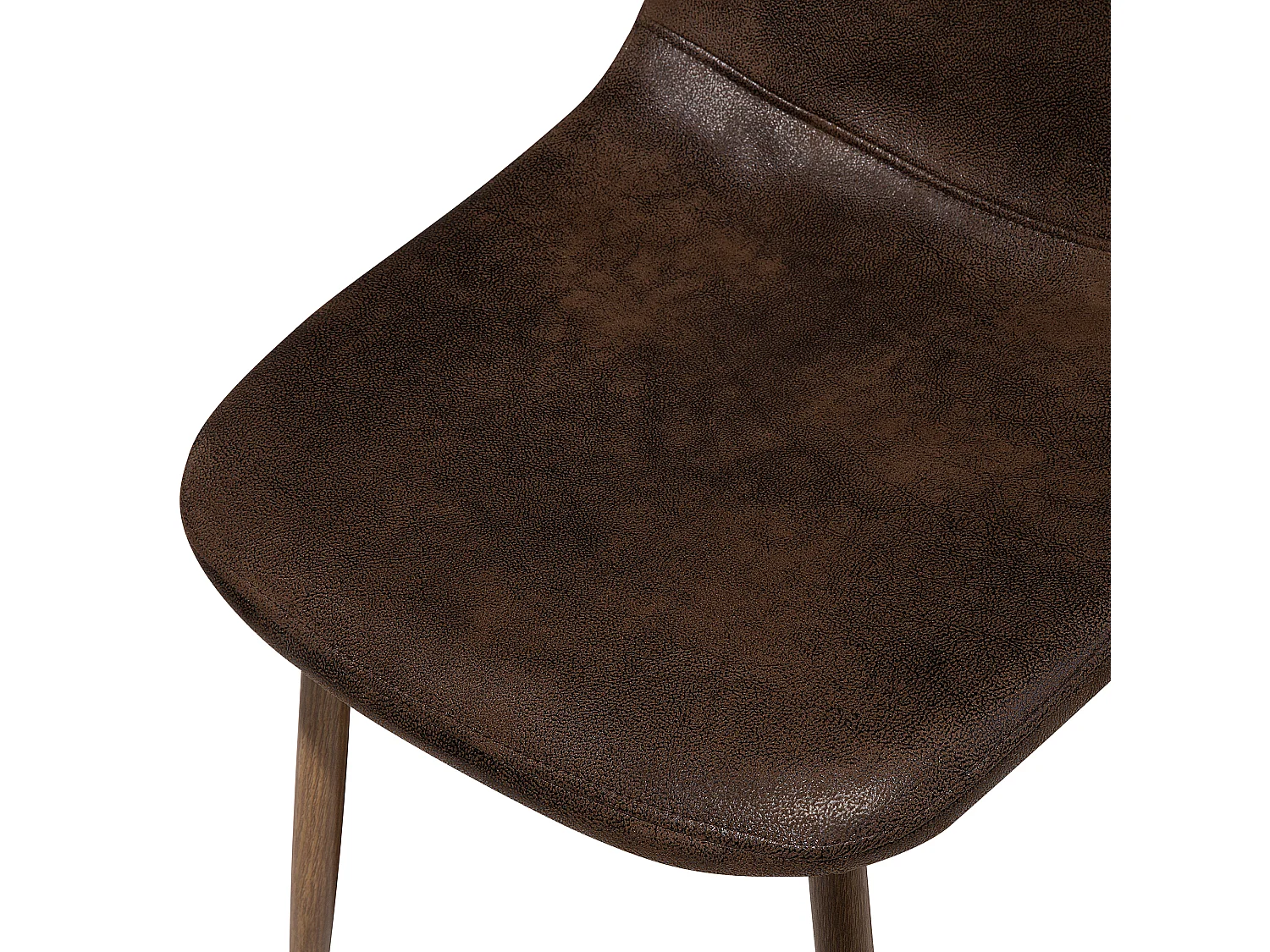 Bequemes Esszimmerstuhl Set 2 Stühle Lederoptik dunkelbraun Metallgestell Bruce