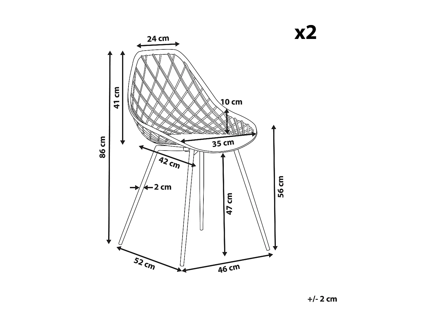 Set di 2 sedie da pranzo CANTON Grigio chiaro