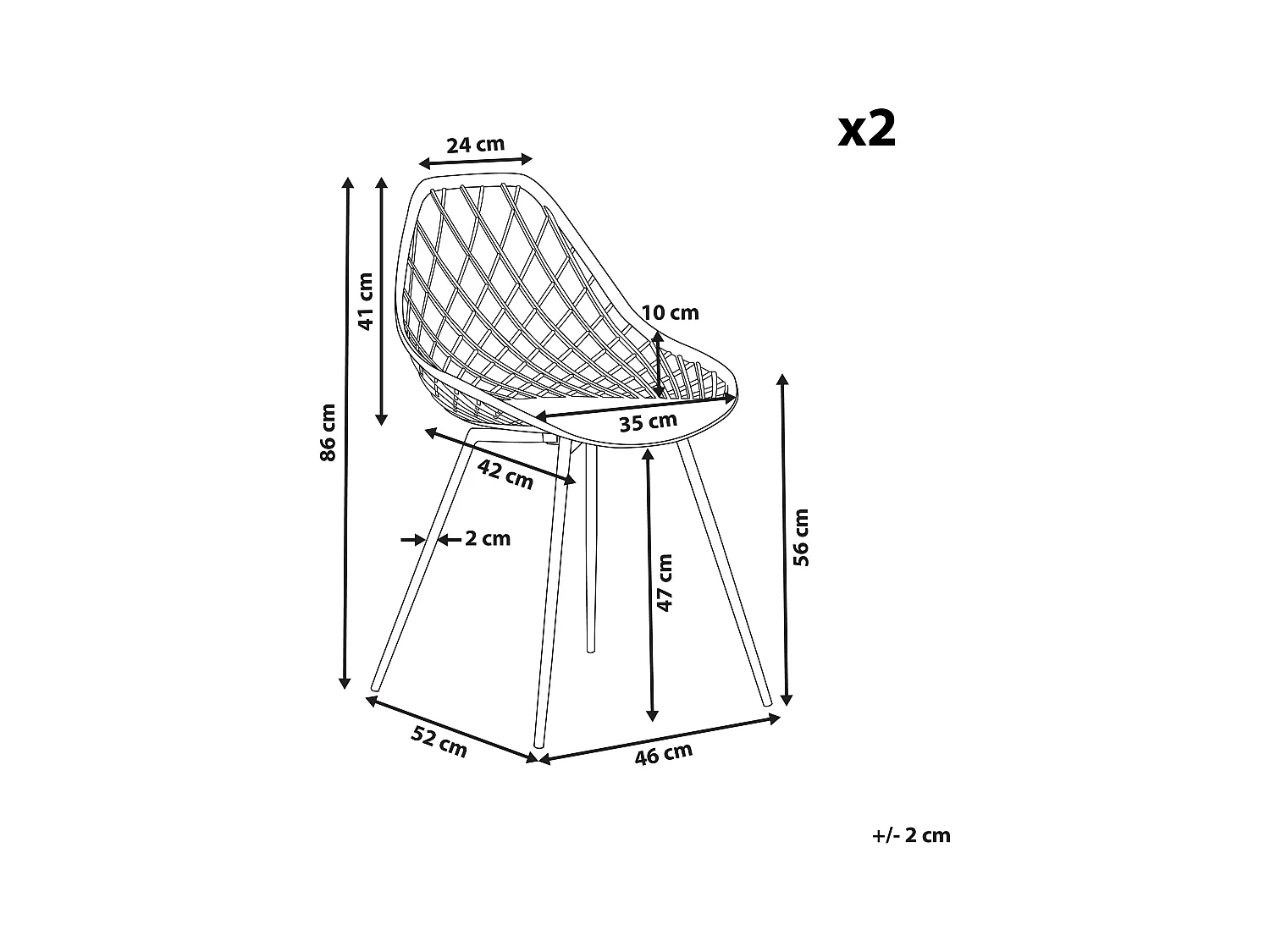 Set van 2 eetkamerstoelen CANTON Lichtgrijs