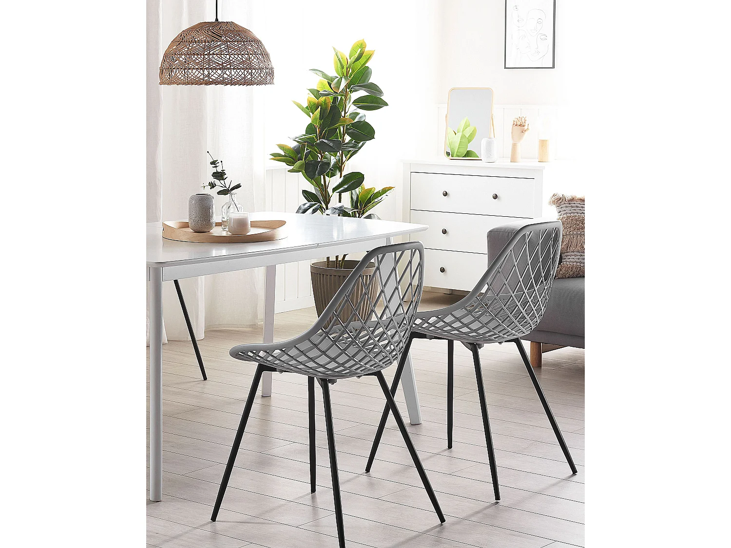 Lot de 2 chaises de salle à manger CANTON Gris clair