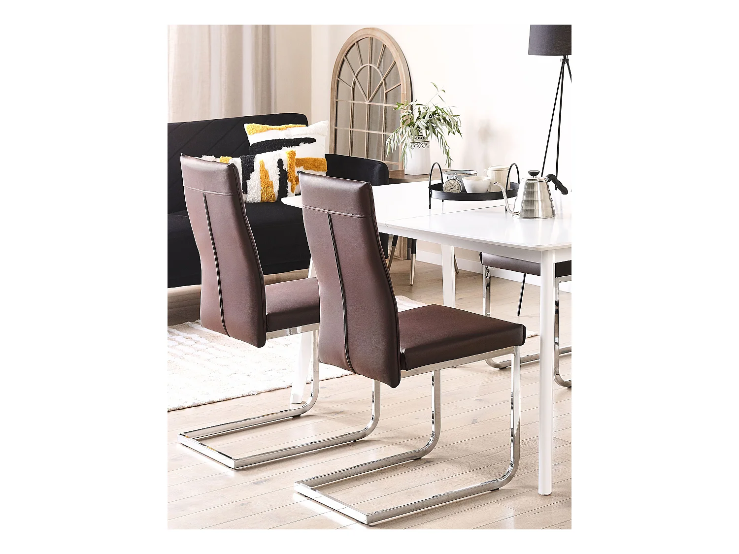Lot de 2 chaises de salle à manger ROCKFORD Cuir PU Marron foncé
