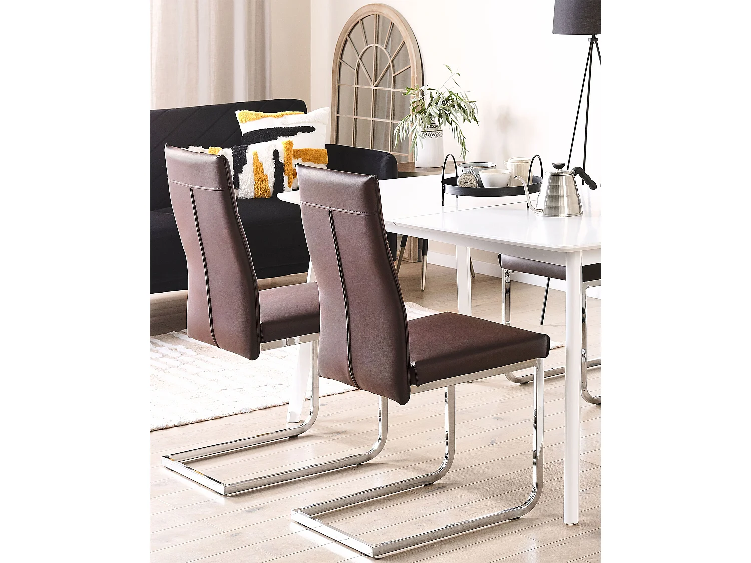 Set van 2 eetkamerstoelen ROCKFORD Kunstleer Donkerbruin