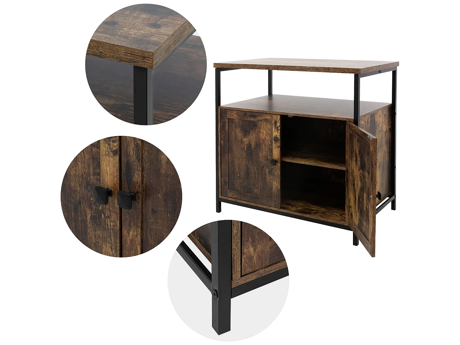 Commode Sideboard Highboard Rangement Vintage Marron 80x80,5x50,5 cm