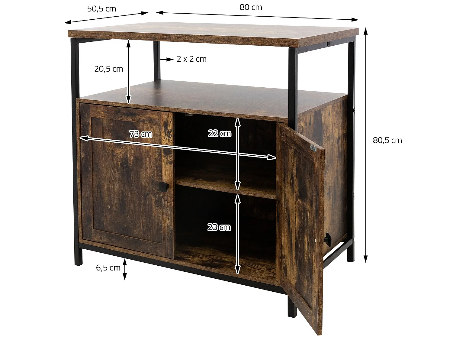 Commode Sideboard Highboard Rangement Vintage Marron 80x80,5x50,5 cm