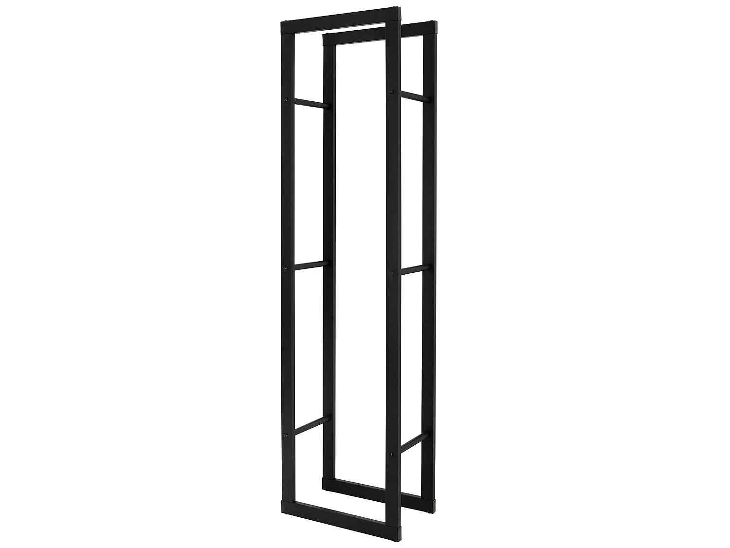 Estanteria para leña de interior leñero organizador metálico negro 40x150x25 cm