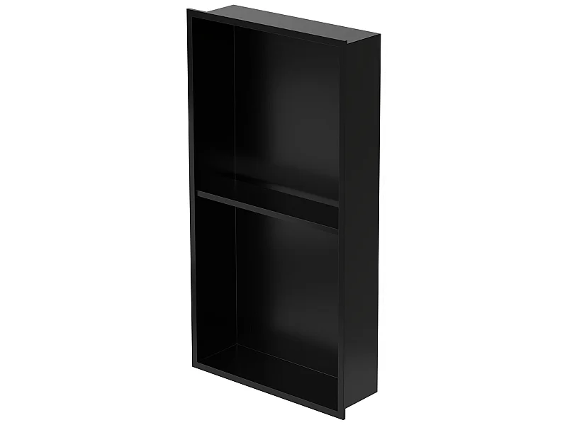 Niche murale niche de douche 2 niveaux encastrée Mont inox noir 30x60x10 cm