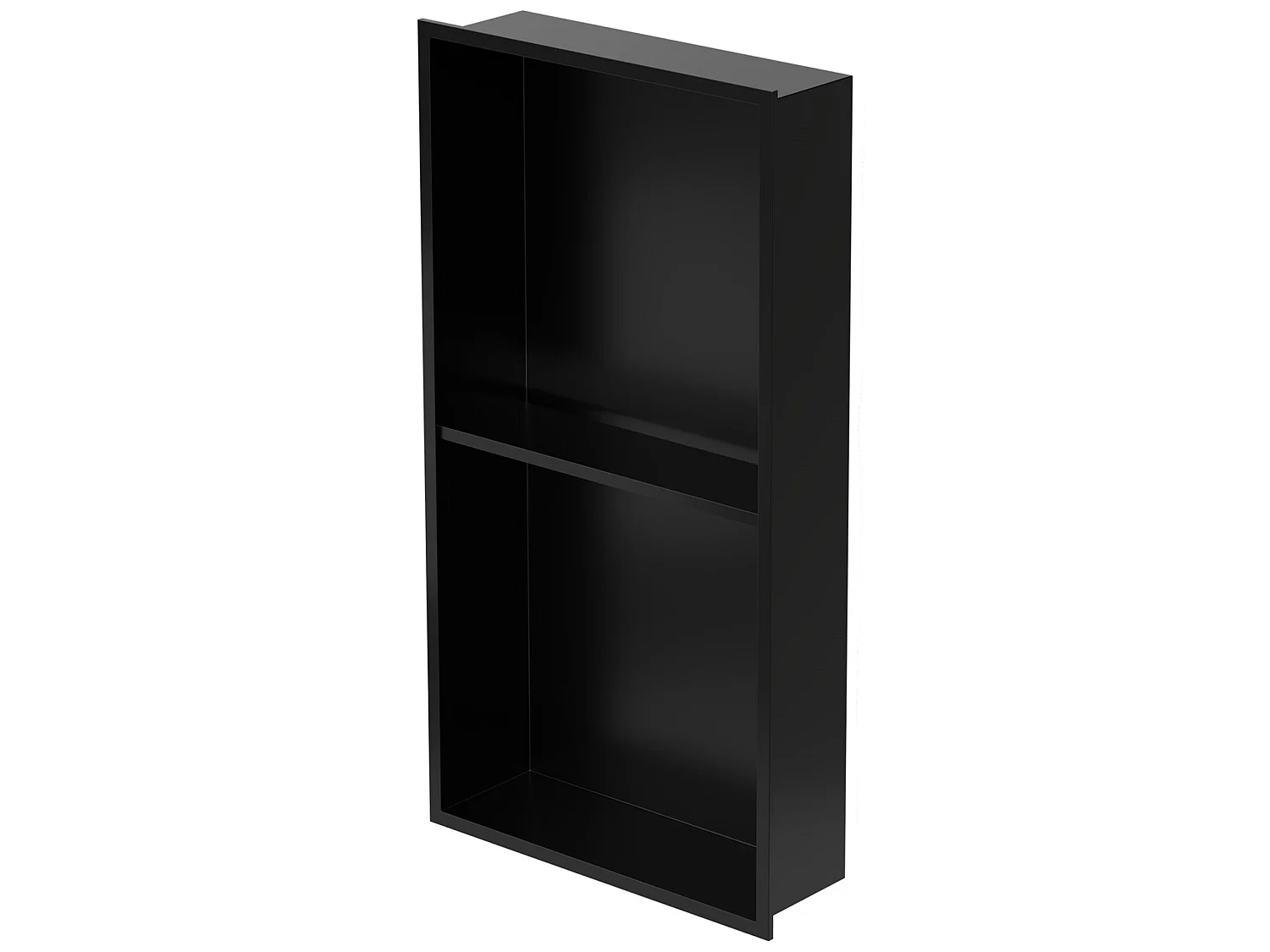 Niche murale niche de douche 2 niveaux encastrée Mont inox noir 30x60x10 cm