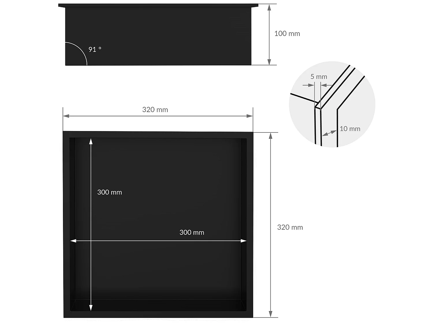 Nicchia a muro per doccia Nicchia a scomparsa Mont Mensola per doccia in acciaio