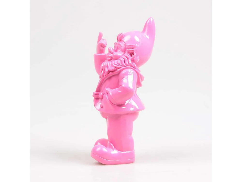 Nain de jardin en résine doigt d'honneur 7 x 8 x 20 cm Rose fuschia