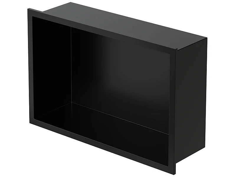 Niche murale Niche de douche encastrée Mont inox Étagère de douche noire 20x30x10 cm