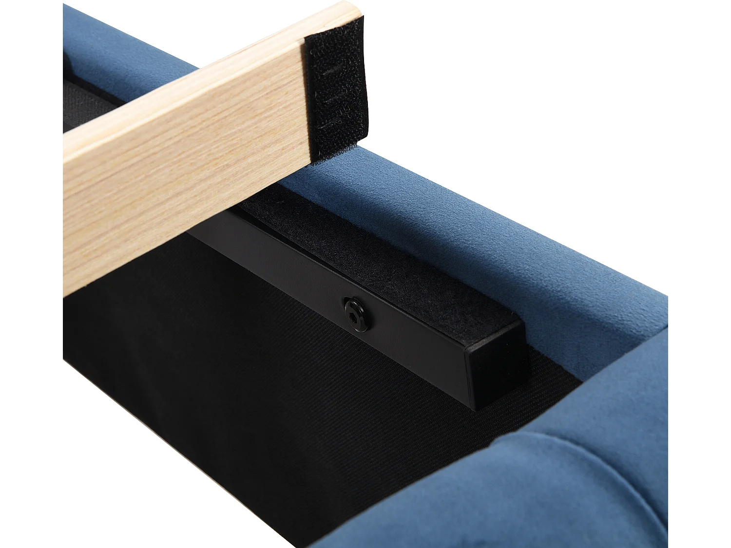 Eenpersoonsbed bekleed met fluweel - 90x200 cm - met lattenbodem - Blauw