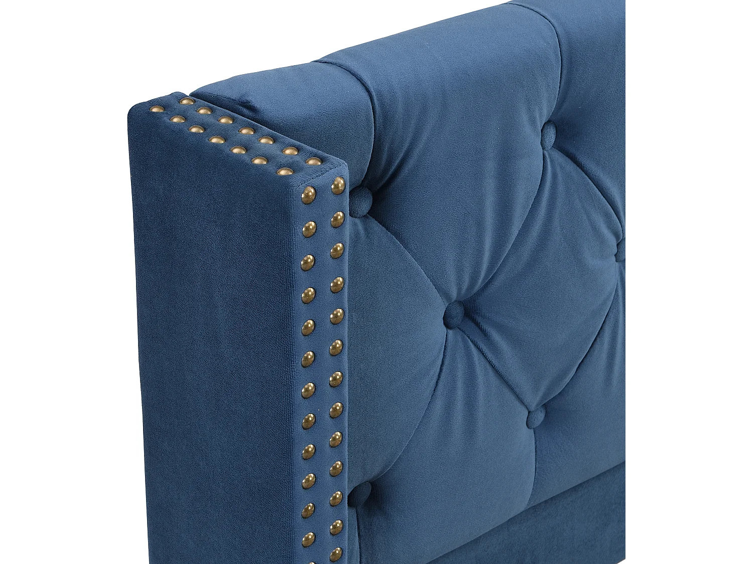 Letto singolo rivestito in velluto - 90x200 cm - con rete a doghe - Blu